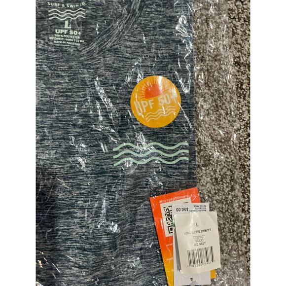 Surf & Swim Co  SPF 50+  Long Sleeve Swim Rash Guard Navy  Large  New - Picture 2 of 6
